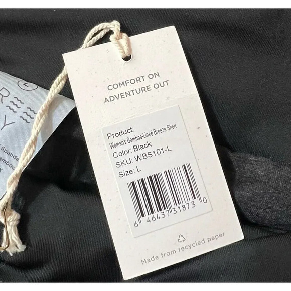 Free Fly Womens Bamboo Breeze Lined Black Shorts Size L 4 Inch Inseam - Picture 3 of 7